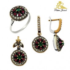 Gümüş Otantik Taşlı Set